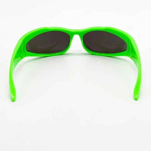 NEW BALENCIAGA BB0253S 005 OVAL GREEN GREY UNISEX SUNGLASSES BALENCIAGA